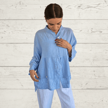 Cargar imagen en el visor de la galería, Chaqueta Italiana cuello Mao, color Celeste
