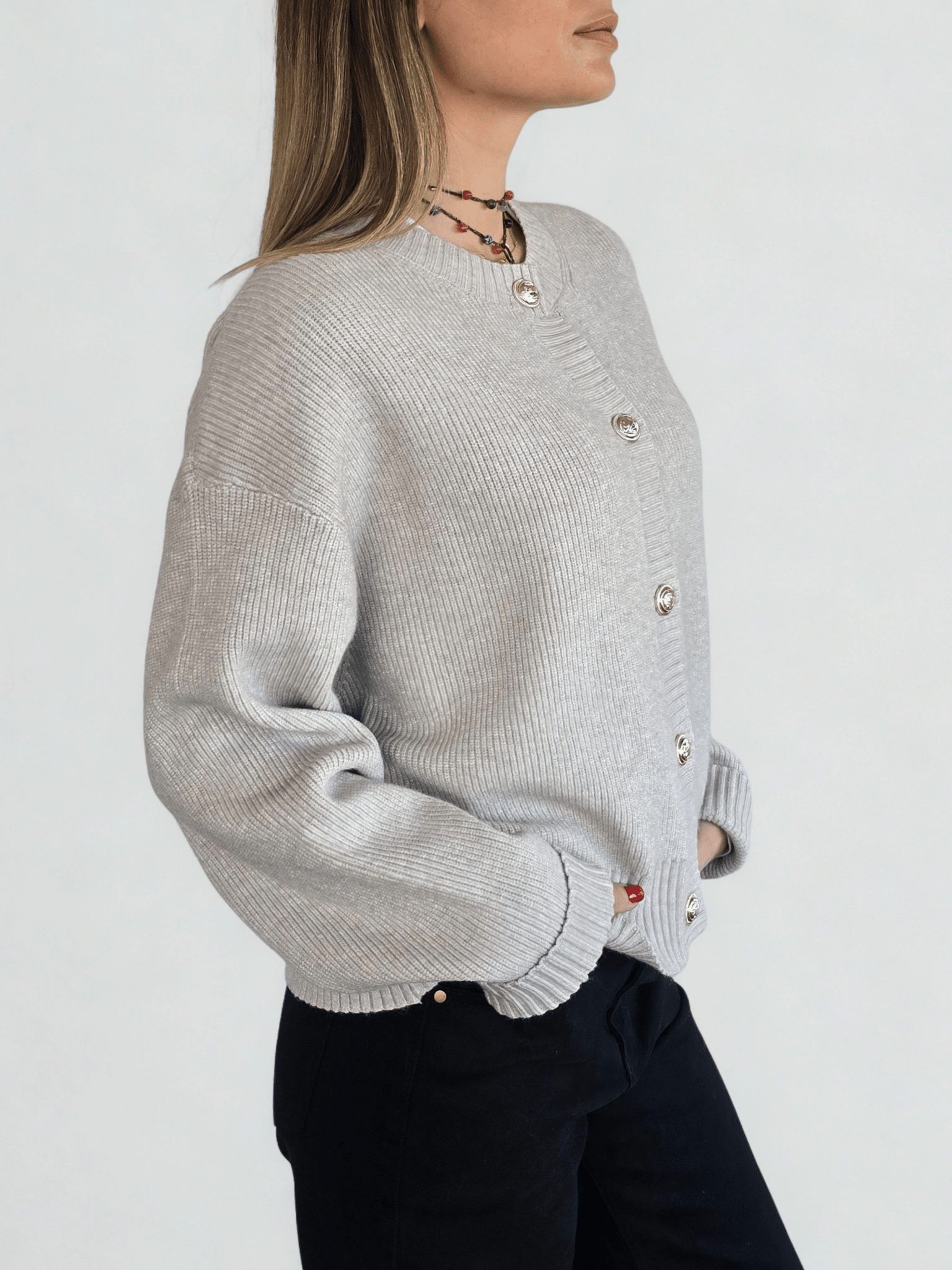 Chaleco Botones Dorados, color Beige