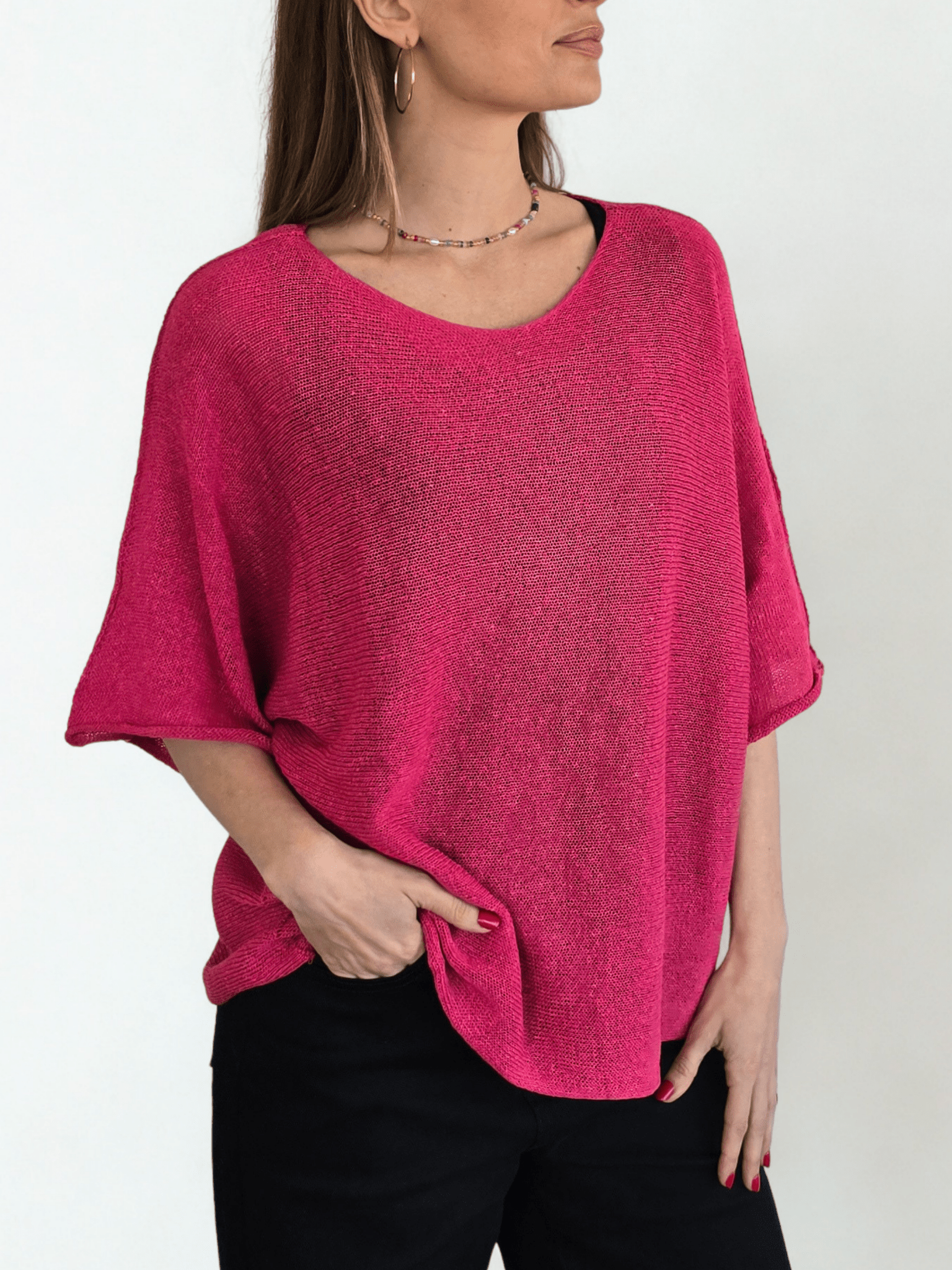 Sweater Italiano de Hilo, color Frambuesa