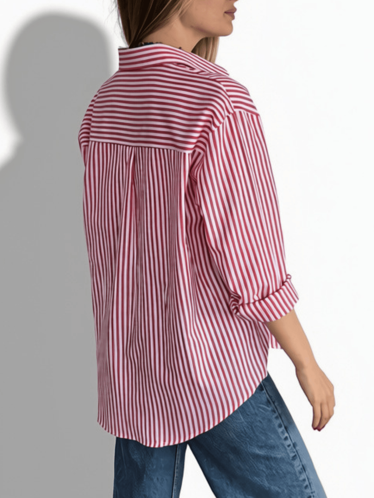 Blusa Rayada, color Rojo con Blanco