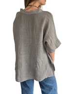 Blusa Italiana Escote Bordado, color Taupe