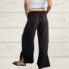 Cargar imagen en el visor de la galería, Pantalón 100% Lino Italiano con cinturón, color Chocolate
