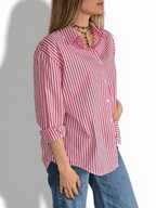 Blusa Rayada, color Rojo con Blanco