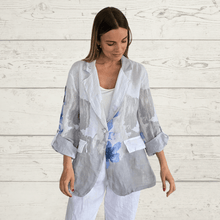 Cargar imagen en el visor de la galería, Chaqueta Blazer de Lino Italiano, estampada, fondo Blanco
