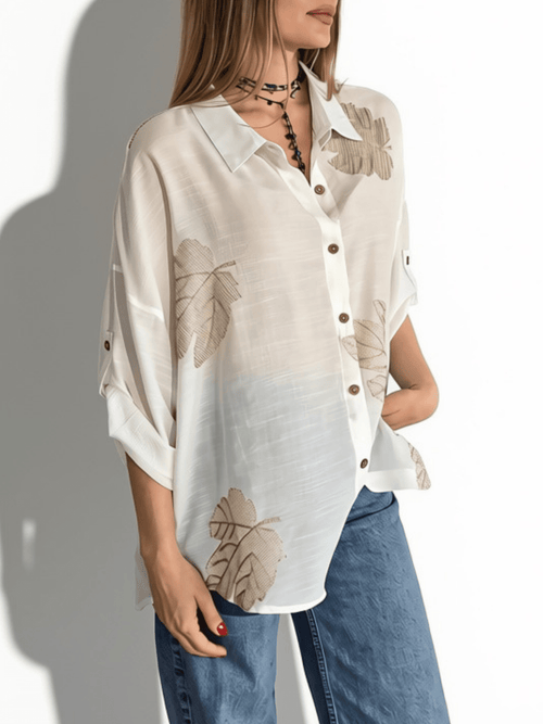 Blusa Bordado Hojas, color Blanco