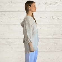 Cargar imagen en el visor de la galería, Blusa de lino Italiano Tiritas, color Beige
