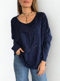 Blusa Italiana Bordada, color Azul Marino