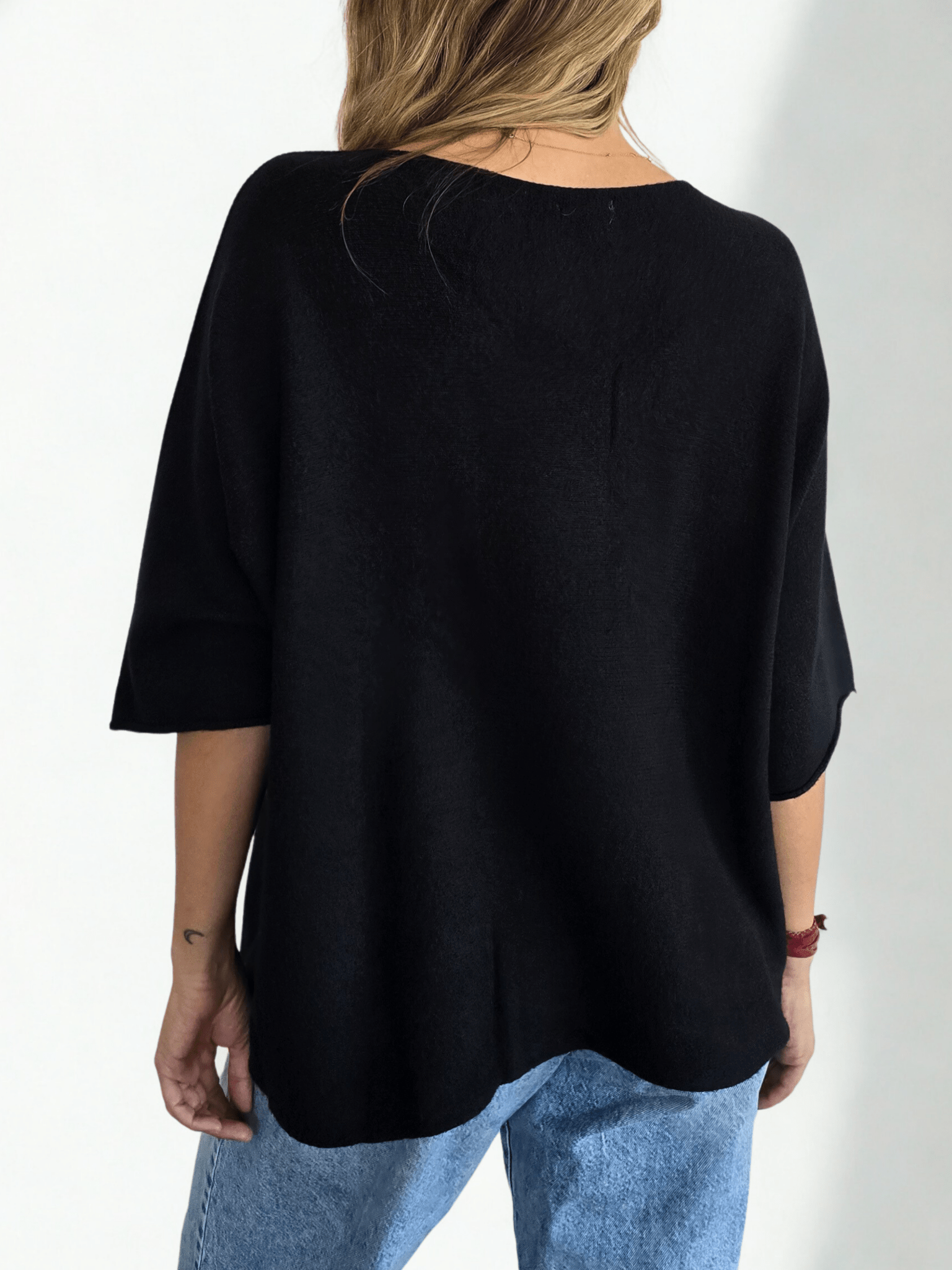 Sweater Italiano Manga 3/4, color Negro