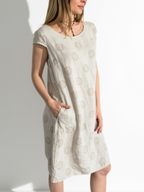 Vestido Italiano Lunares, fondo Beige