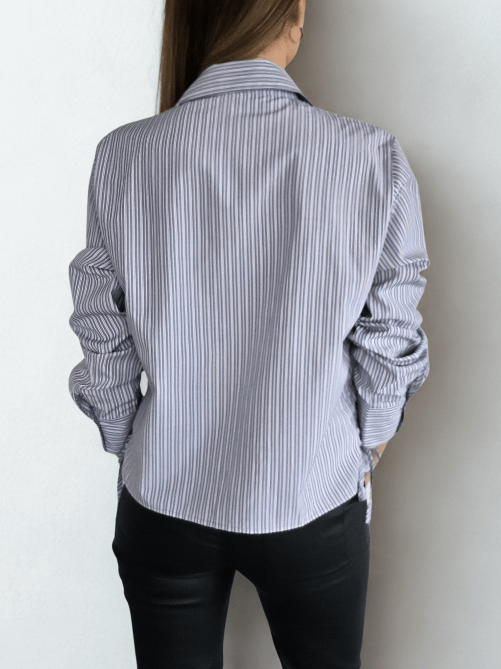 Blusa Rayada, color Gris