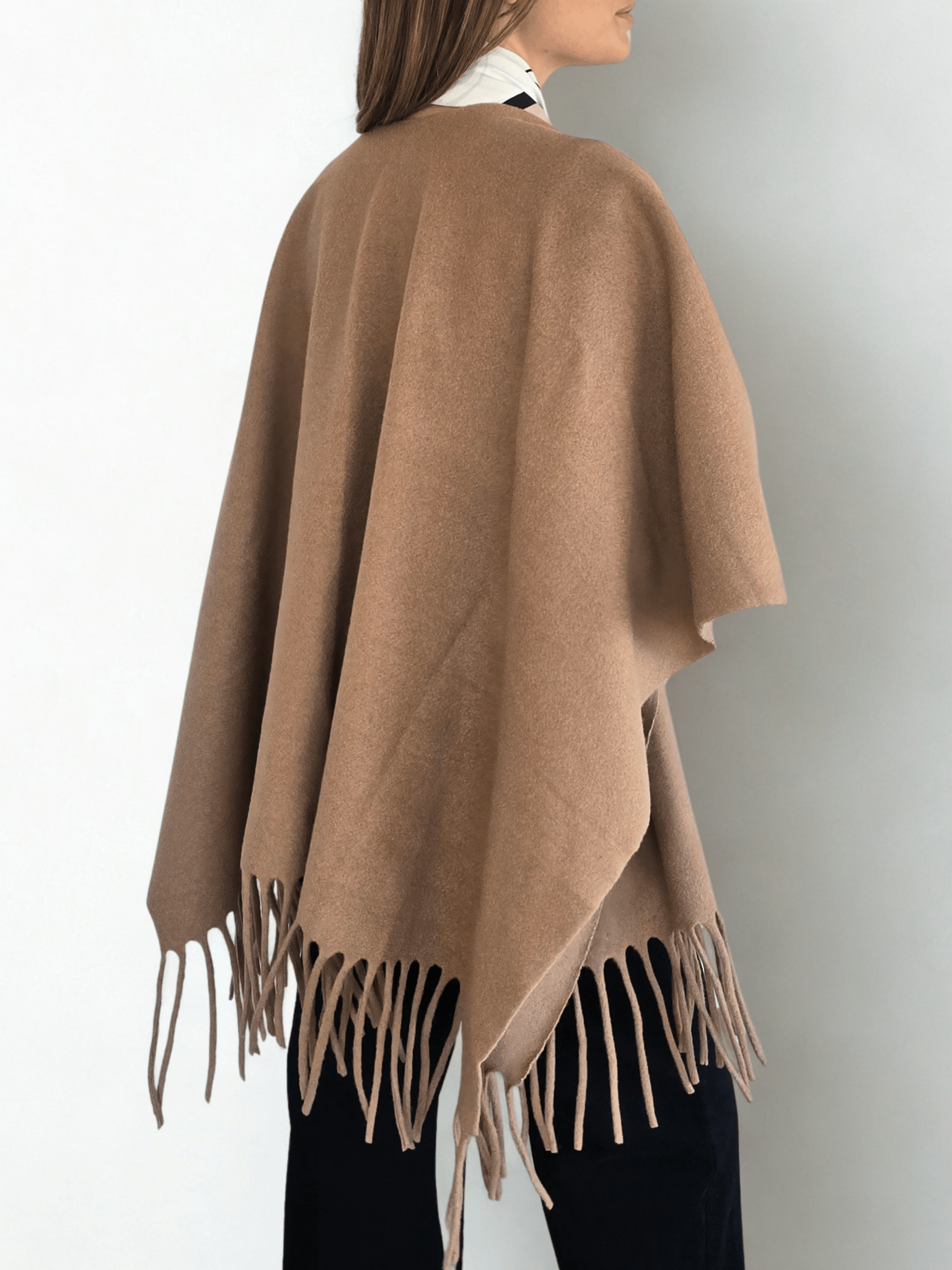 Poncho un color, color Camel