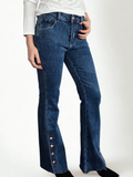 Pantalón Jeans con botones dorados, color azul jeans