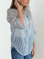 Blusa Italiana Rayada, fondo Celeste