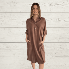 Cargar imagen en el visor de la galería, Vestido con cuello, color Chocolate
