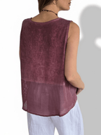Blusa Italiana dos Texturas, color Guinda
