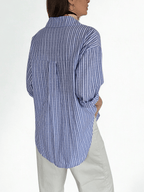 Blusa Italiana Rayada, color Azul con Blanco