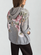 Chaqueta Italiana 100% Lino Estampado, fondo Taupe