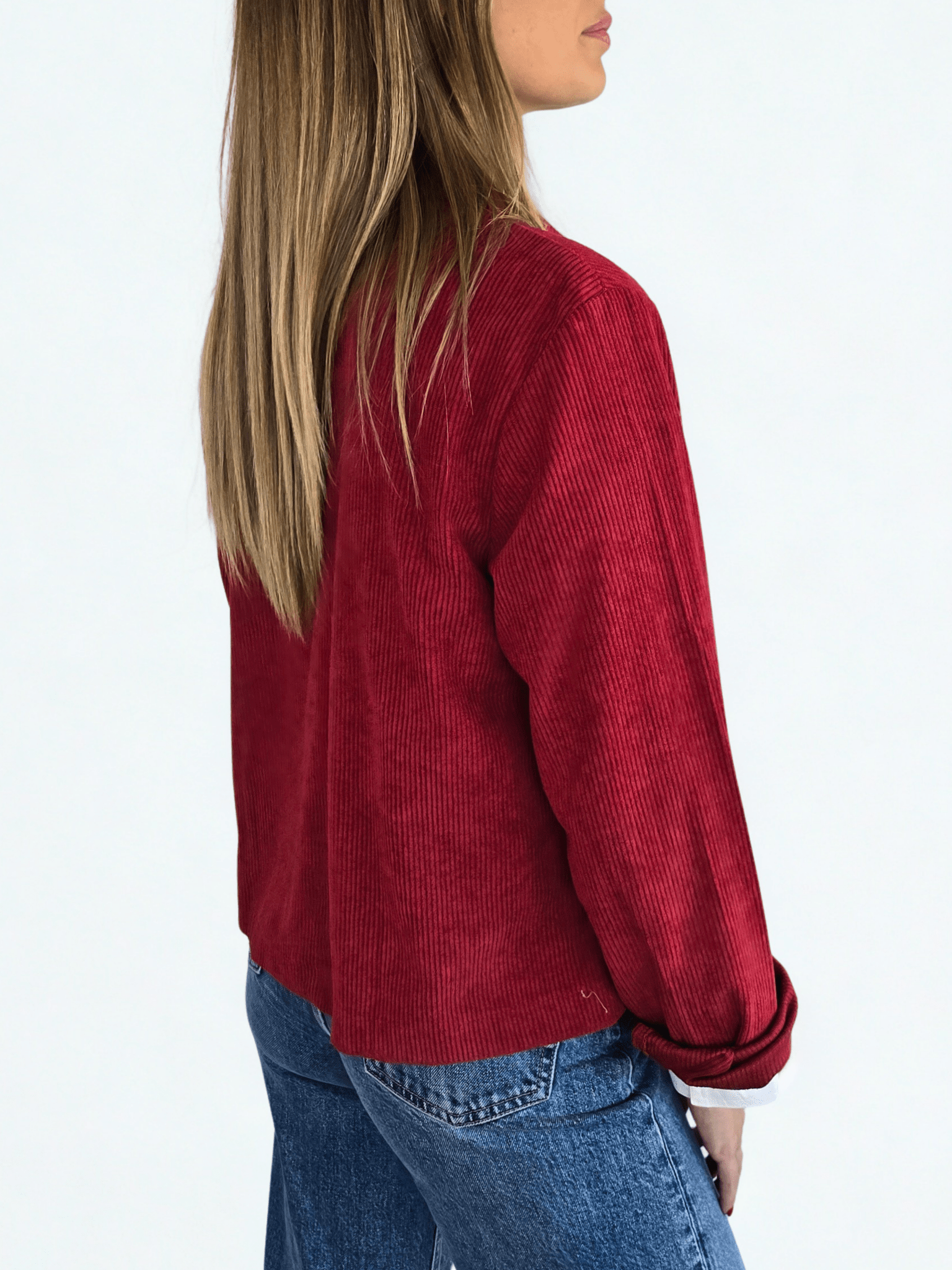 Blusa de Cotelé, color Rojo Oscuro