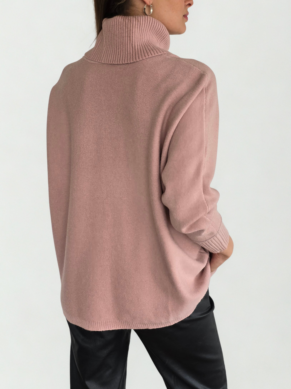 Sweater cuello subido Ribete, color Rosado