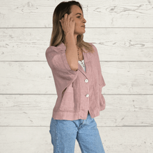 Cargar imagen en el visor de la galería, Chaqueta de Lino Italiano dos botones, color Rosado
