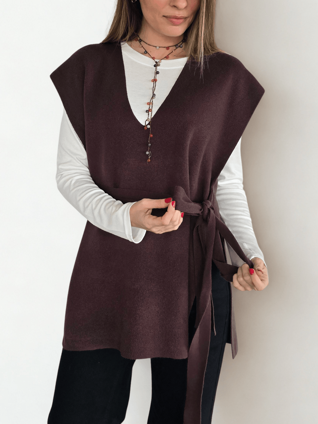 Sweater sin mAngas Lazo, color Chocolate