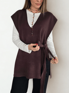 Sweater sin mAngas Lazo, color Chocolate