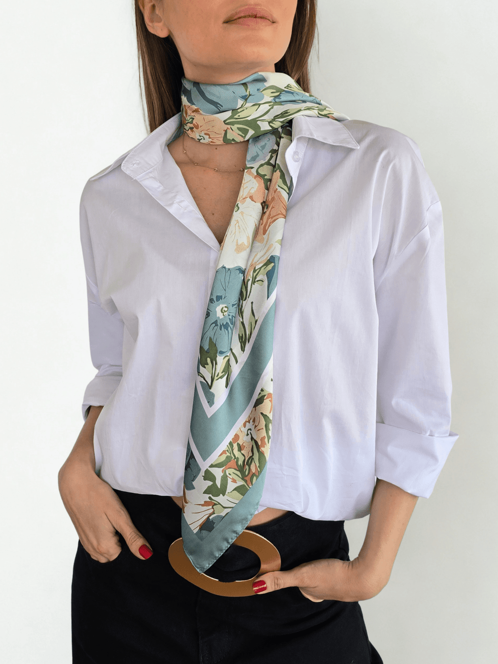 Pañuelo Estampado, Orilla Verde Menta