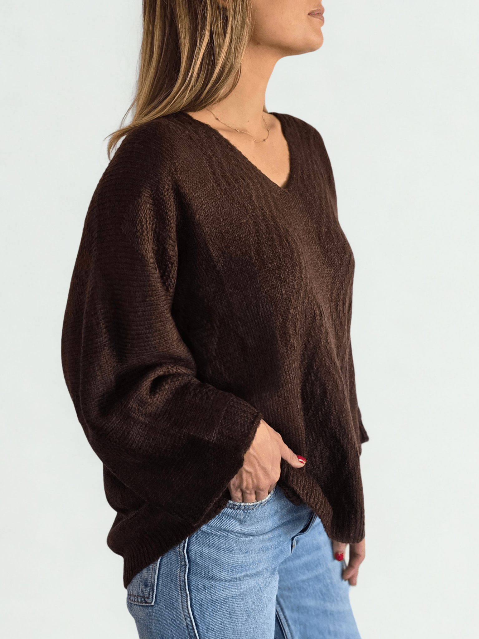 Sweater Italiano Tejido Rombo, color Chocolate
