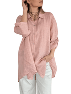 Blusa Italiana ancha 100% Lino, color Rosado