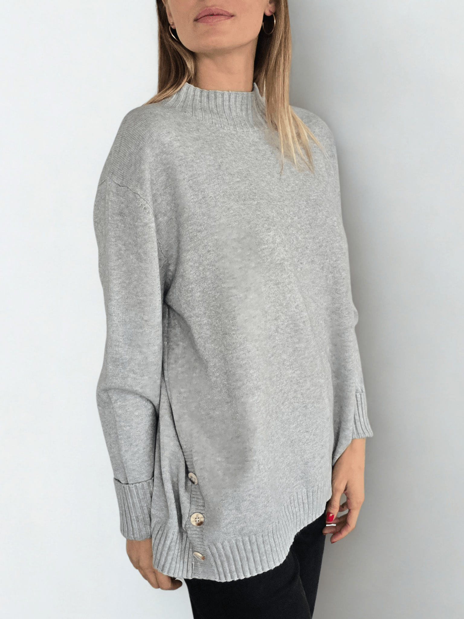 Sweater con Botones a los lados, color Gris