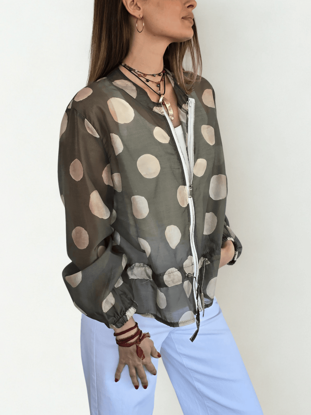 Chaqueta Italiana Lunares, fondo Verde