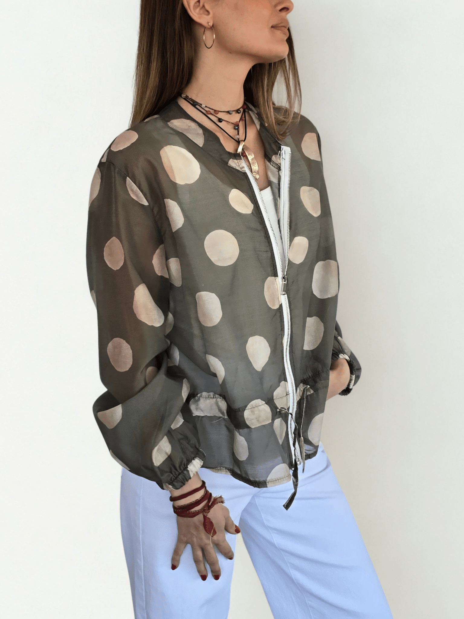 Chaqueta Italiana Lunares, fondo Verde