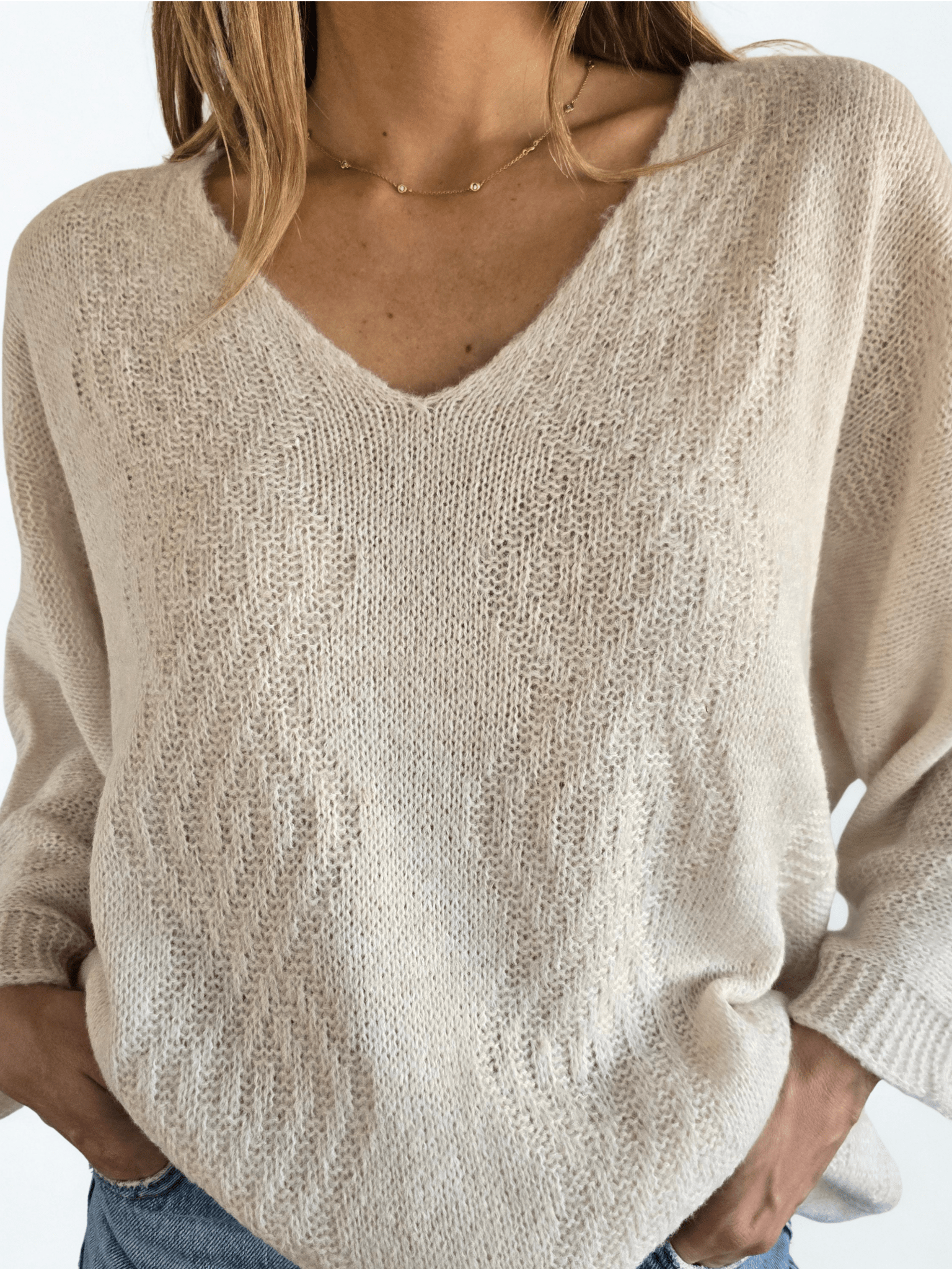 Sweater Italiano Tejido rombo, color Beige