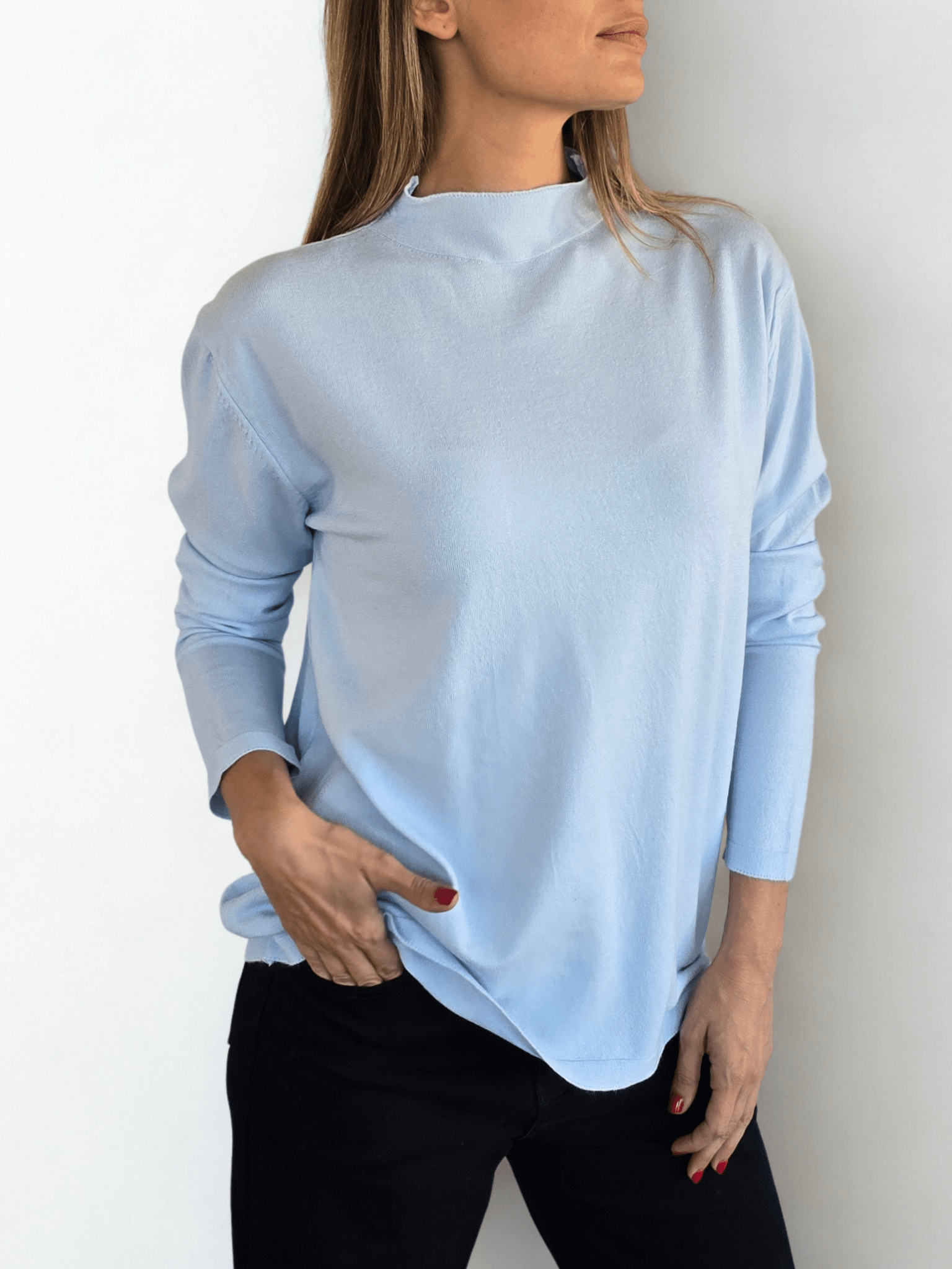 Sweater Cuello Alto, color Celeste
