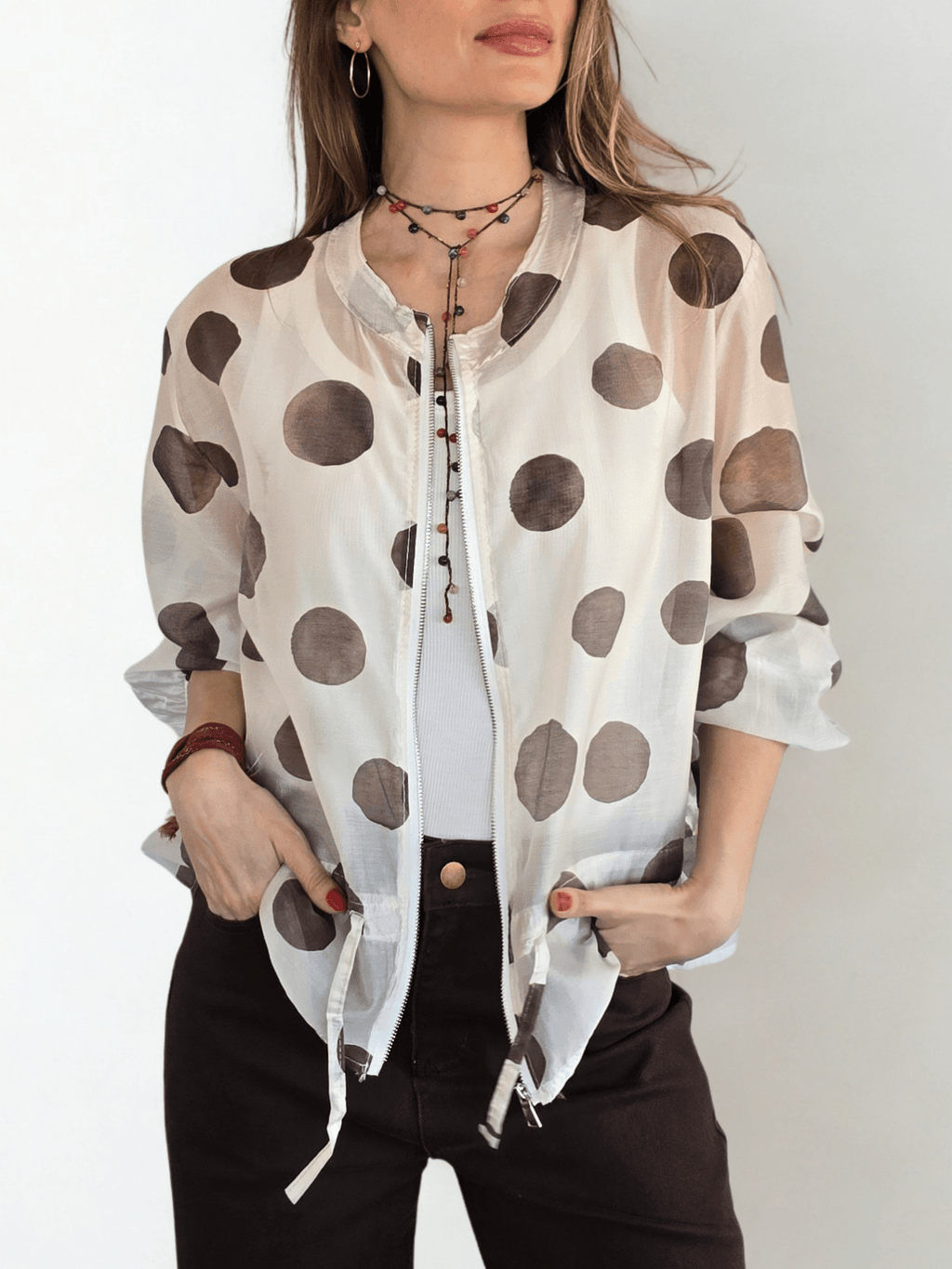 Chaqueta Italiana Lunares, fondo Beige