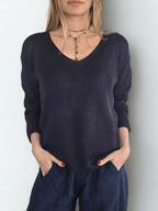 Sweater Básico escote en V, color Azul