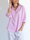 Blusa Rayada, color Rosado con Blanco