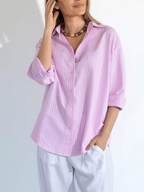 Blusa Rayada, color Rosado con Blanco