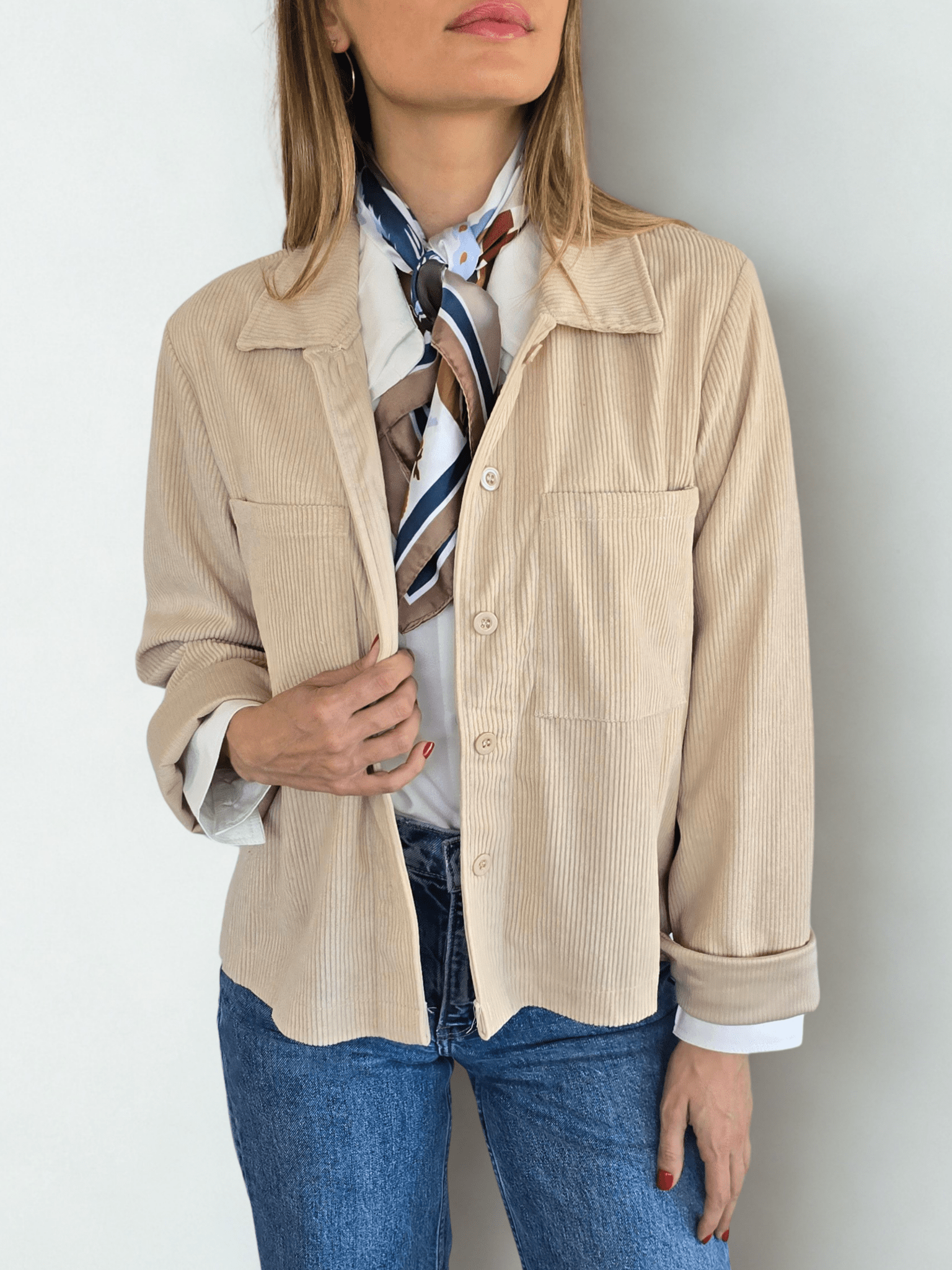 Blusa de Cotelé, color Blanco Invierno