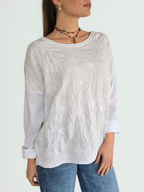 Blusa Italiana Bordada, color Blanco
