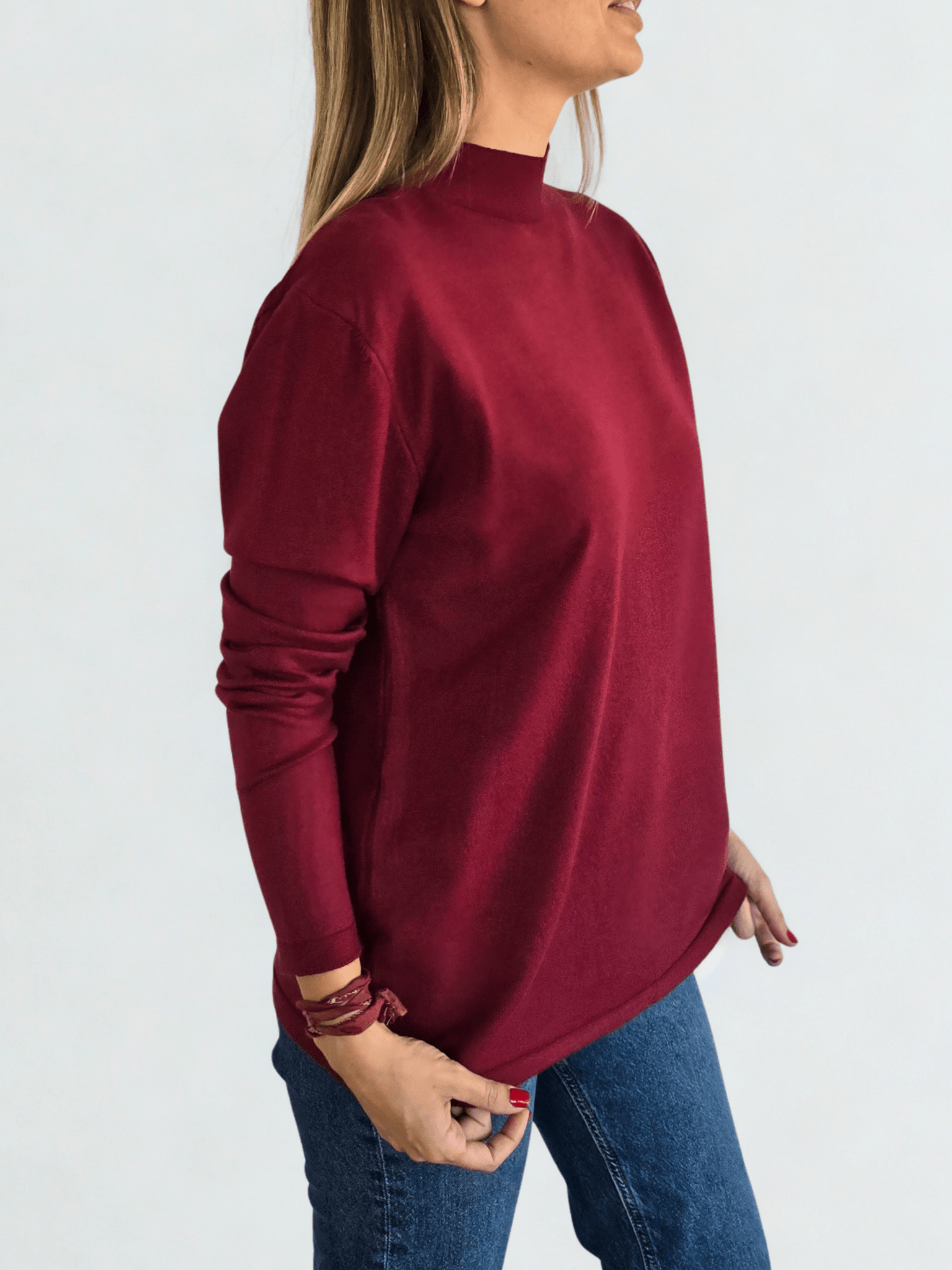 Sweater Cuello Alto, color Burdeo