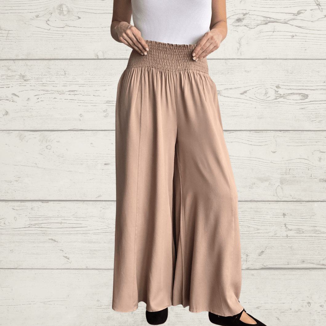 Pantalón ancho, color Camel