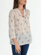 Blusa Italiana Flores, fondo Beige
