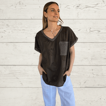 Cargar imagen en el visor de la galería, Blusa Italiana Bordada, color Chocolate
