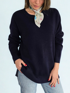 Sweater con Botones a los Lados, color Azul Marino