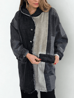 Chaqueta Jeans Dos Colores, color Negro con Gris