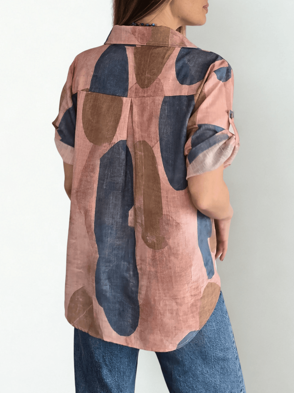 Blusa Estampada con Nudo, fondo Rosado