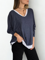 Sweater Italiano con Polera, color Azul