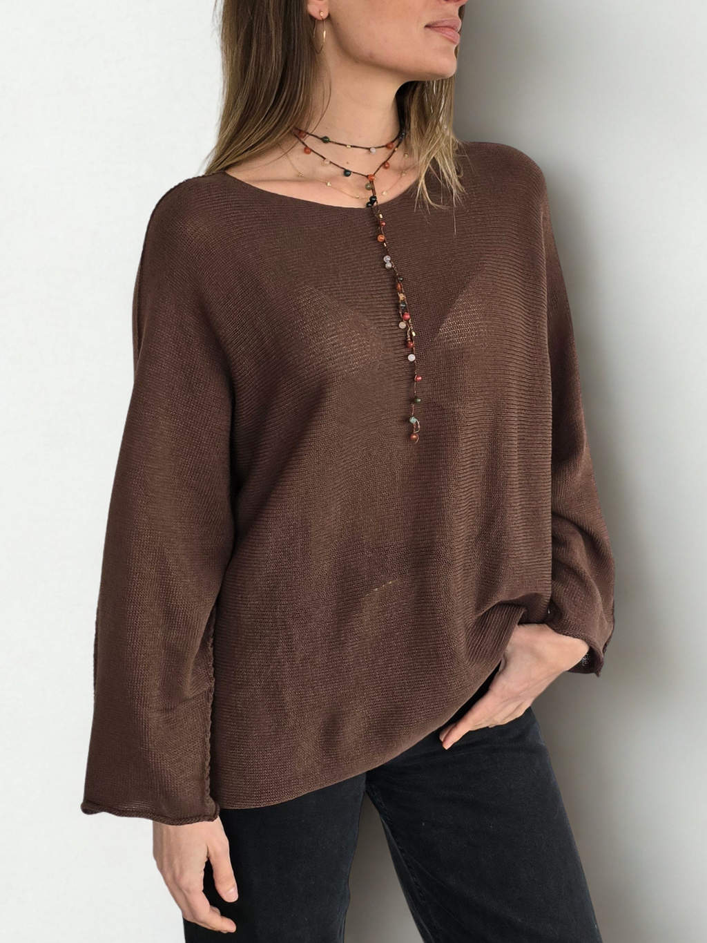 Sweater Italiano Básico, color Chocolate