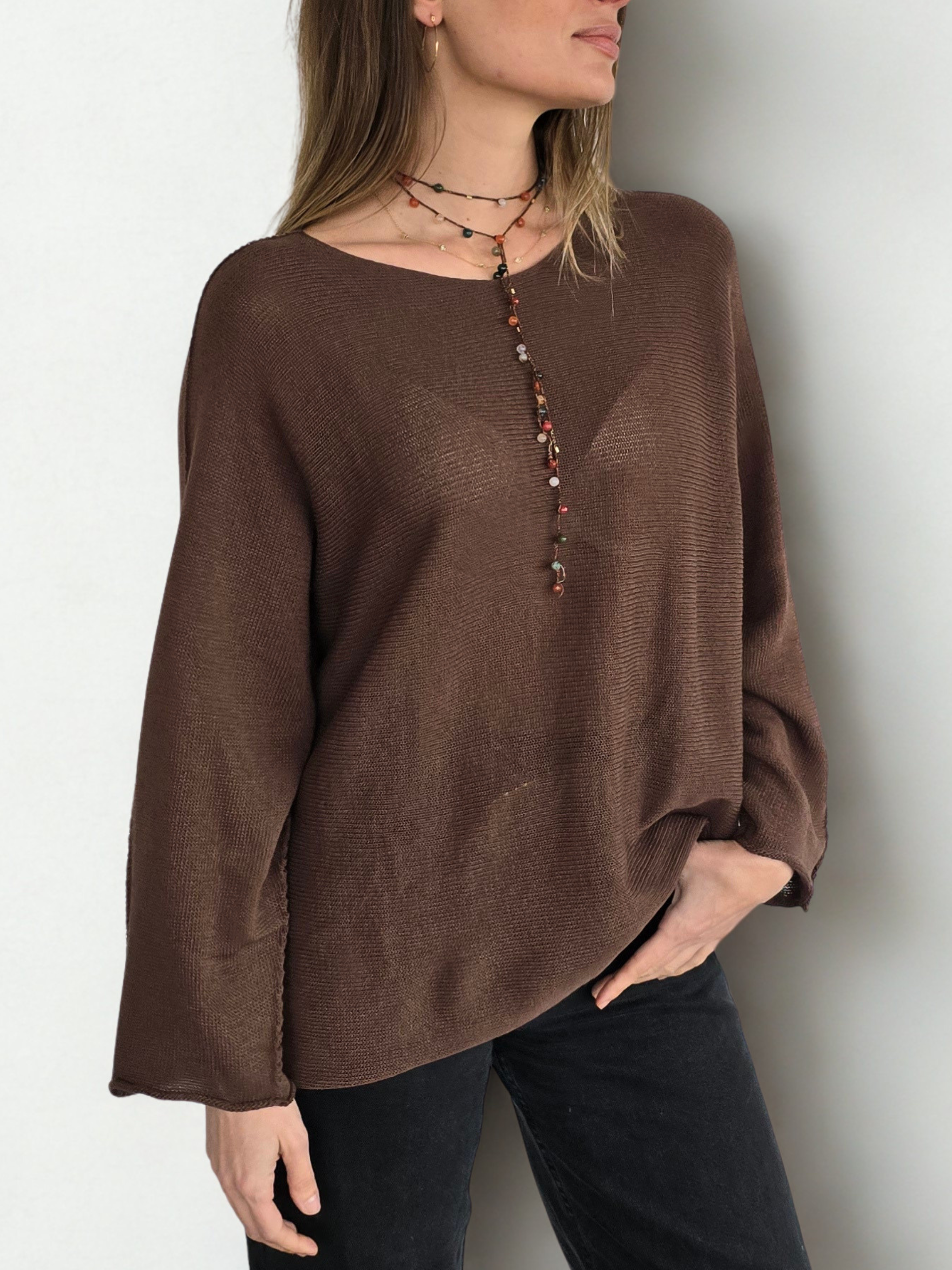 Sweater Italiano Básico, color Chocolate